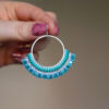 Teal Beaded Hoop Earrings - Image 2