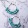 Teal Beaded Hoop Earrings - Image 4